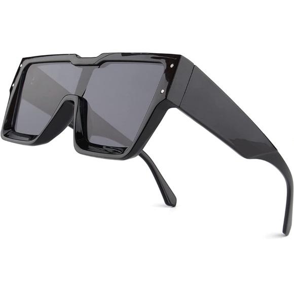 - Oversized BLACK Sunglasses for MEN Trendy Square STYLE *NEW* - Picture 2 of 7